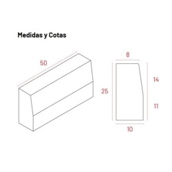 BORDILLO HORMIGON 50X25X10X8CM PFD. UD. 