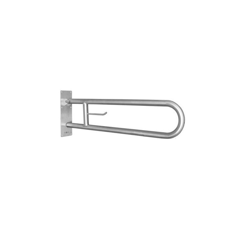BARRA APOYO ABATIBLE 80cm INOX SATINADO CON PORTARROLLOS 15051.80.S NOFER 