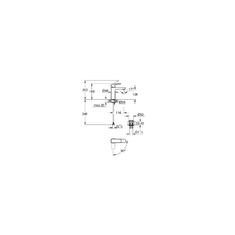 GRIFO LAVABO MONOMANDO CUBEO M PUSH OPEN SILKMOVE 1017570000 GROHE 