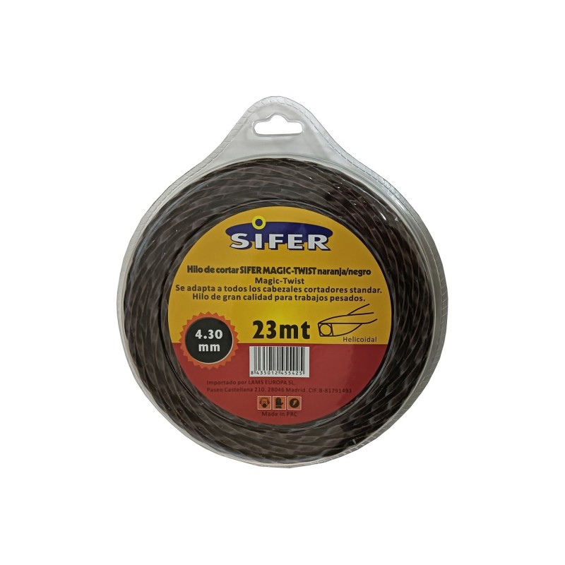 HILO DESBROZADORA 4,3mm x 23m NARANJA/NEGRO SIFER 