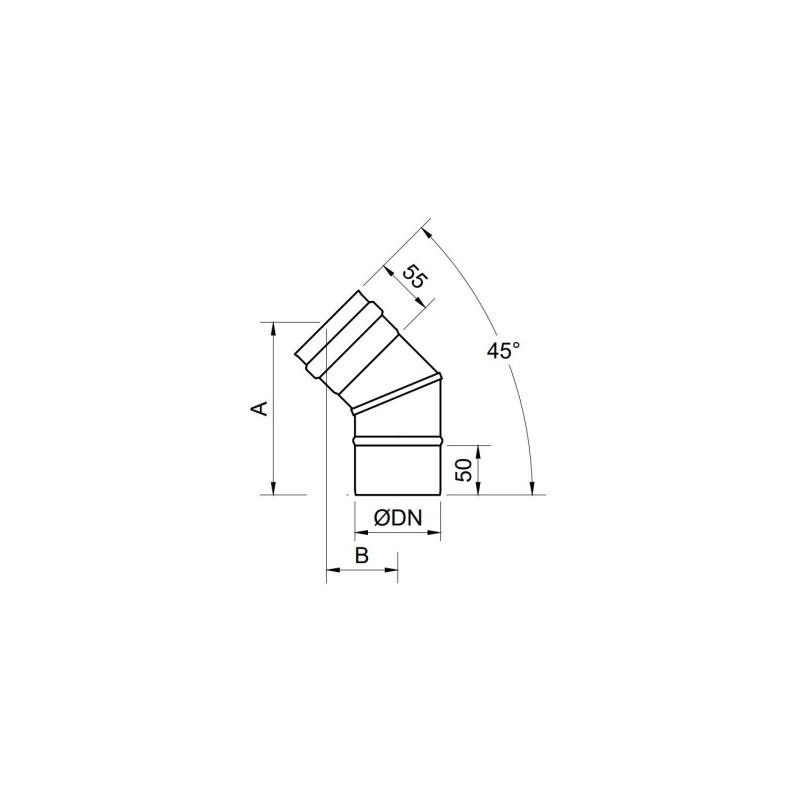 CODO 80 45º VITRI NEGRO EXOPELLET PVC08045 