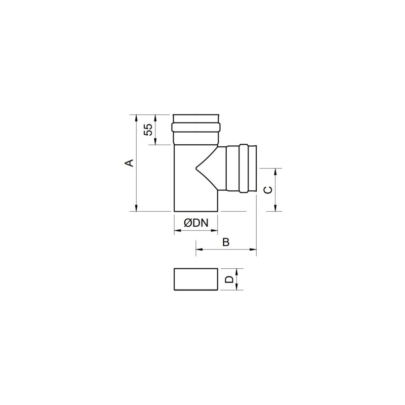 TE 80 90º VITRI NEGRO CON COLECTOR EXOPELLET PVTE08090T 
