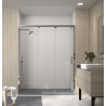 MAMPARA DELHI 184cm (184-188cm) VIDRIO TRANSPARENTE ANTICAL PERFIL PLATA BRILLO FIJO DERECHA DOCCIA 
