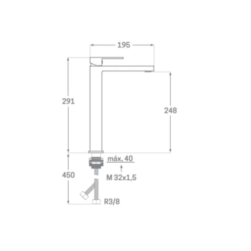 GRIFO LAVABO KUBIC NEGRO MATE 23136N CIS 