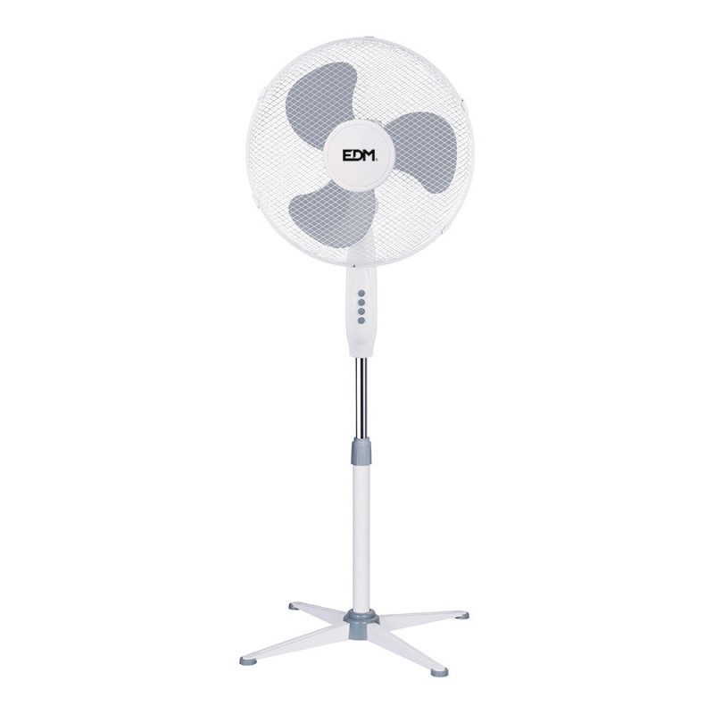 VENTILADOR DE PIE BLANCO 45W ASPAS REGULABE 125cm 33500 EDM 