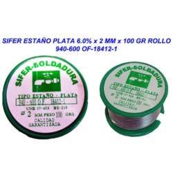 ESTAÑO PLATA 6% x 2mm 100gr...