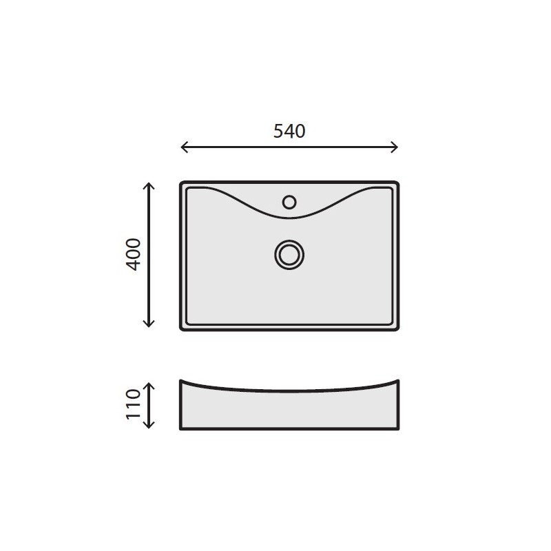 LAVABO 540x400x110mm CERAMICO BLANCO RS275A RUBIC 