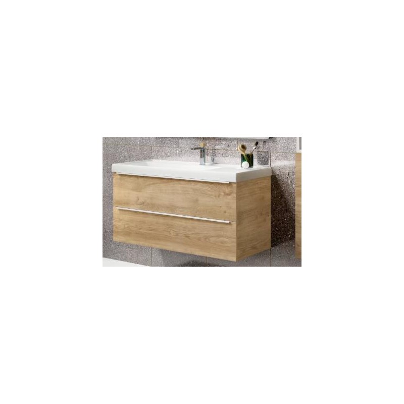 MUEBLE SUSPENDIDO LANDES 80cm 2C ROBLE TIRADORES CROMO 11224080LC CYC 