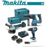 COMBO DLX3196JX1 (Taladro DHP484Z + Radial DGA504Z + Martillo DHR243Z + 2 Bat BL1850B + Cargador DC18RC + 2 MAKPAC) MAKI 