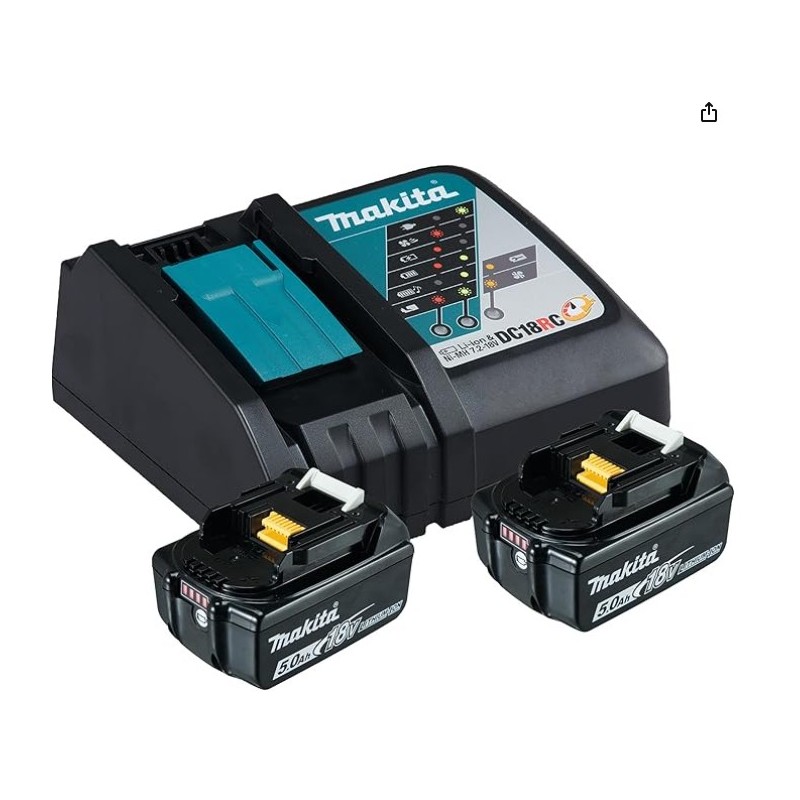 KIT 2 BATERIAS 5Ah BL1850B + CARGADOR DC18RC 1914J6-4 MAKI 