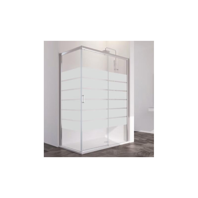 MAMPARA ANGULAR SUMMER-320 139x79cm PERFIL PLATA BRILLO CRISTAL SERIGRAFIADO SATINADO BOLD 2452094 PROFIL 