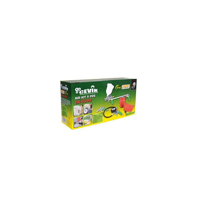 KIT 5 ACCESORIOS COMPRESOR (Pistola soplar y petrolear, soplador, inflador y espiral 5m) CA-CK3300 CEVIK 