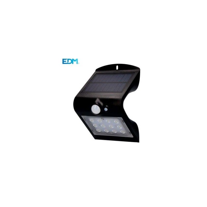 APLIQUE LED SOLAR C/SENSOR 1,5 W 220 LUMENS COLOR NEGRO 31840  EDM 